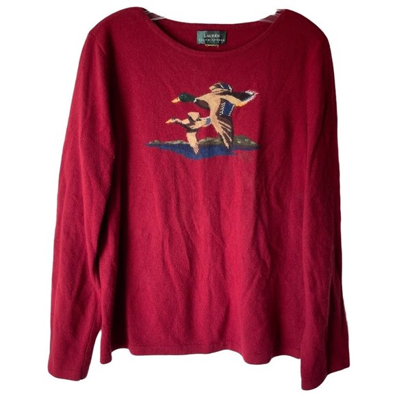 Ralph Lauren Sweaters - Lauren Ralph Lauren Sweater Womens Size Large Merino Wool Duck Soft Knit Red